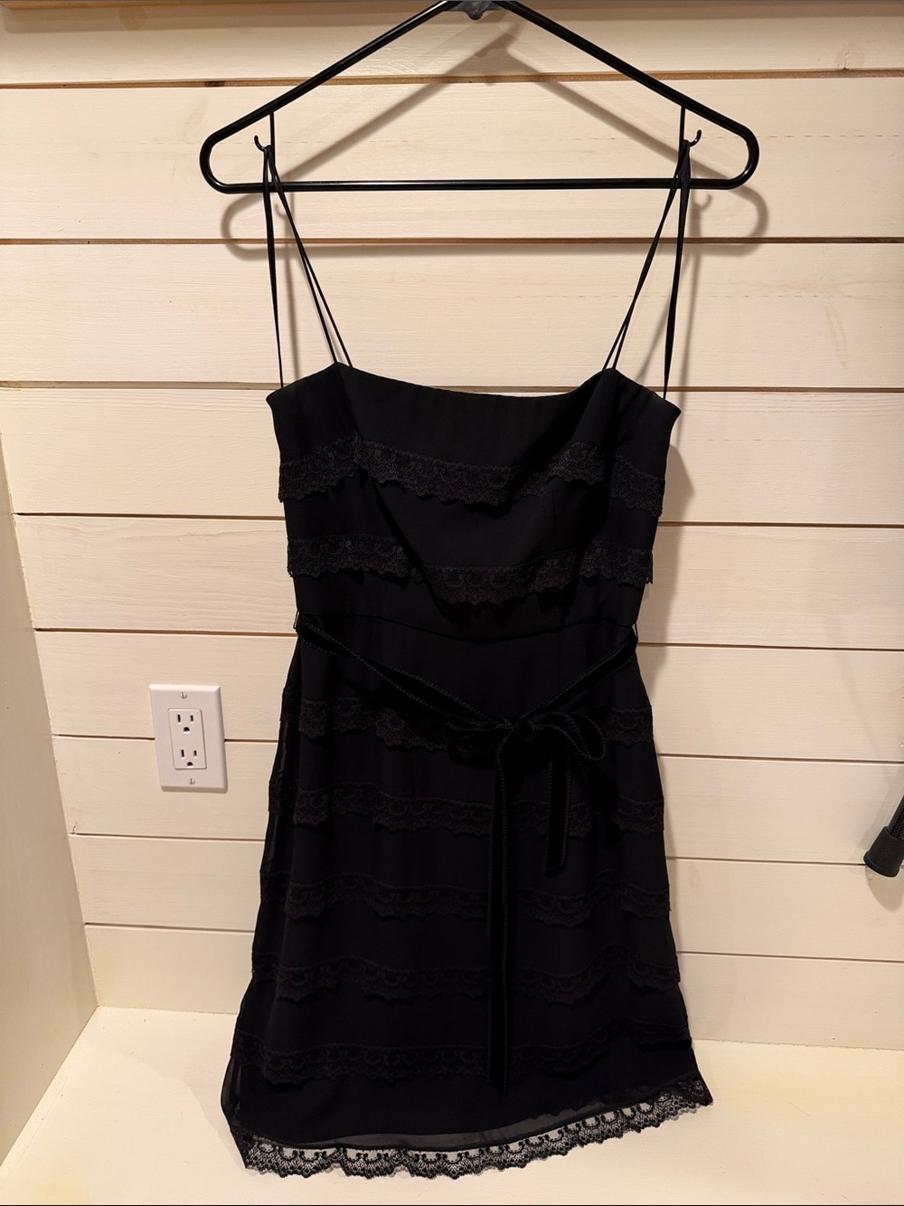Classic Black Lace Tiered Slip Dress